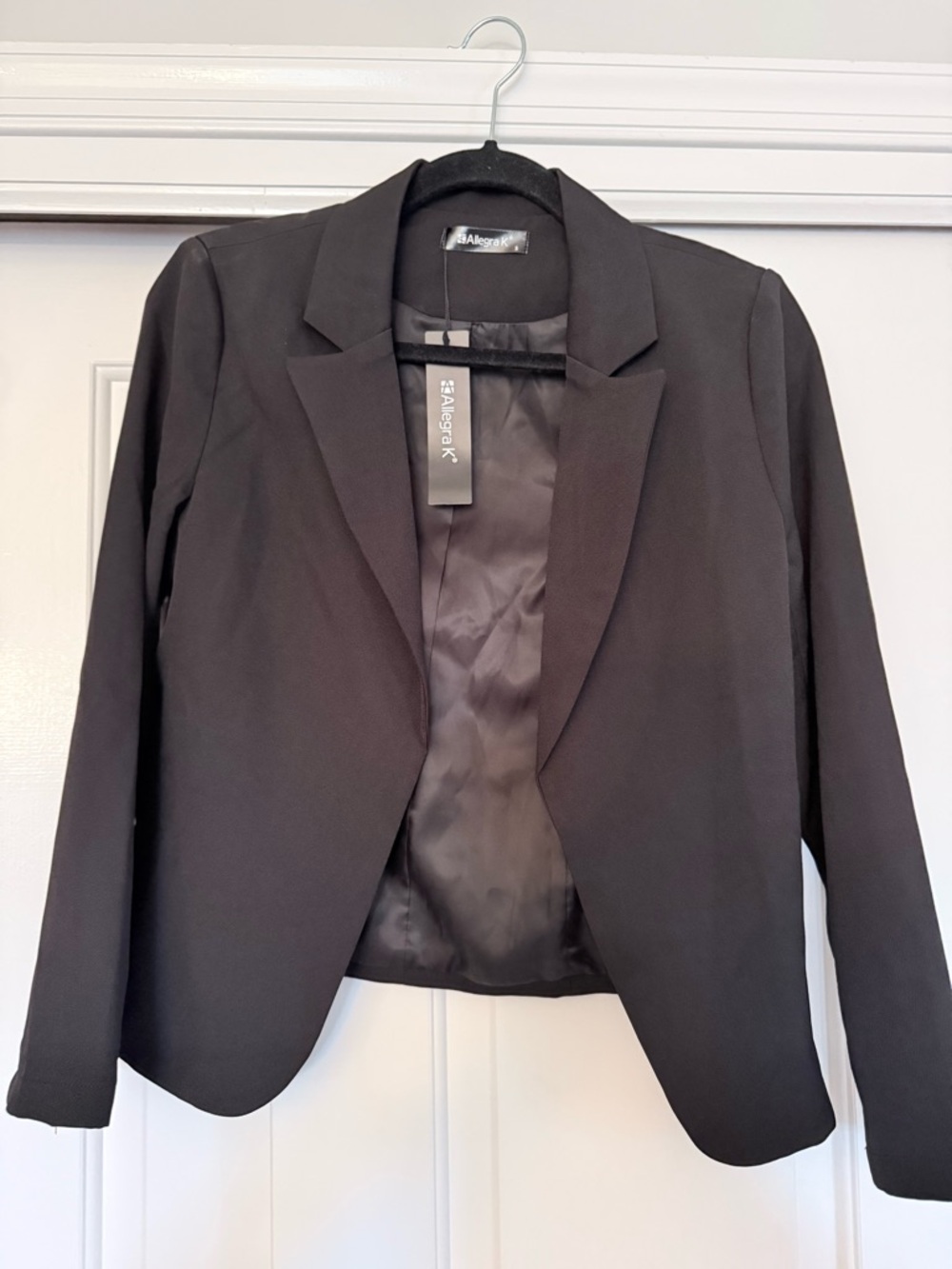 Allegra K Black Open-Front Cropped Blazer